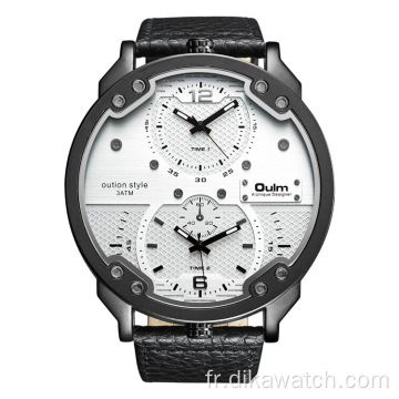 OULM 48mm Grand Cadran Montres En Cuir Quartz Hommes Sport De Luxe Casual Montres Petit Trois Cadran Unique Design Montres De Mode